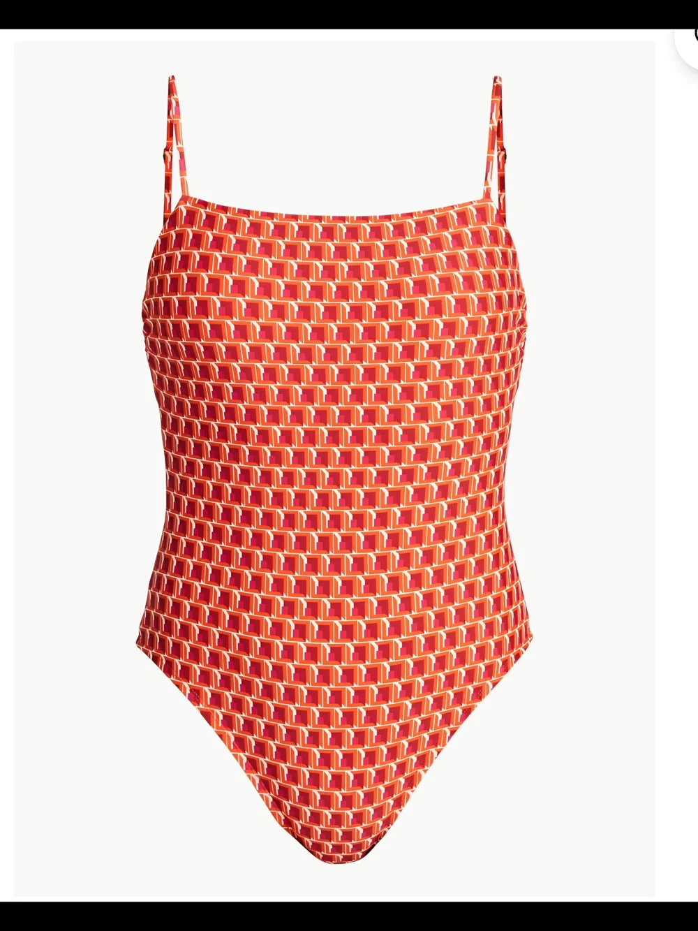 Time and Tru Red Geometric One-Piece Swimsuit